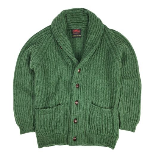 O'Connell's 12-ply Cashmere Shawl Collar Cardigan - Serpentine
