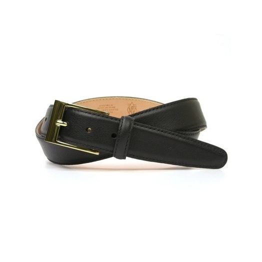 O'Connell's 2-buckle Scotch Grain Calfskin Belt - Black