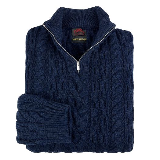 O'Connell's 6-ply Geelong Cable Knit 1/4 Zip - Cosmos