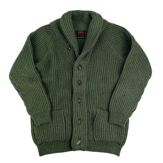 O'Connell's 8-ply Lambswool Shawl Collar Cardigan - Loden