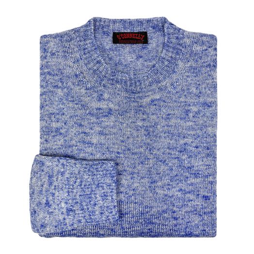 O'Connell's Alpaca, Linen & Silk Crewneck Sweater - Blue Mix