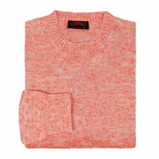 O'Connell's Alpaca, Linen & Silk Crewneck Sweater - Coral Mix