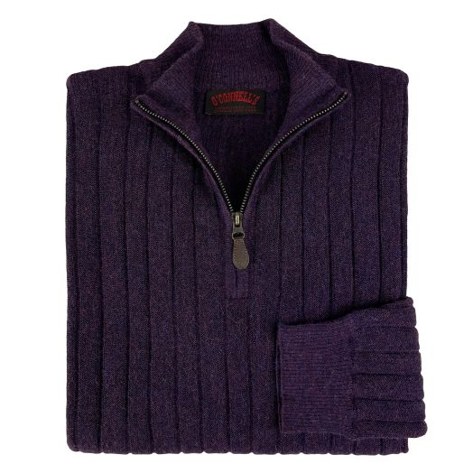 O'Connell's Alpaca Quarter-Zip Pullover - Plum Heather