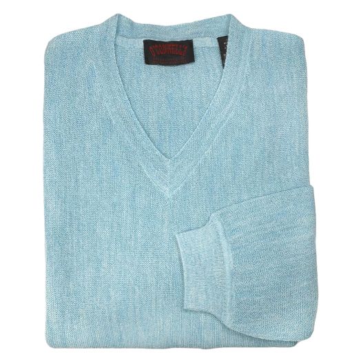 O'Connell's Alpaca V-Neck Pullover - Aqua Heather