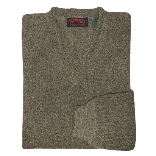 O'Connell's Alpaca V-Neck Pullover - Dark Khaki Heather