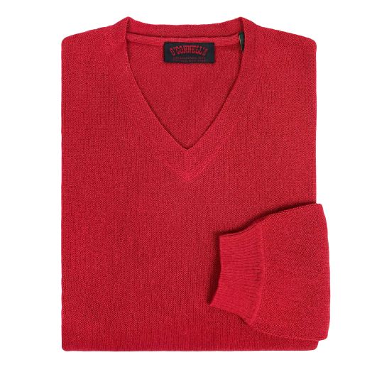 O'Connell's Alpaca V-Neck Pullover - Deep Red