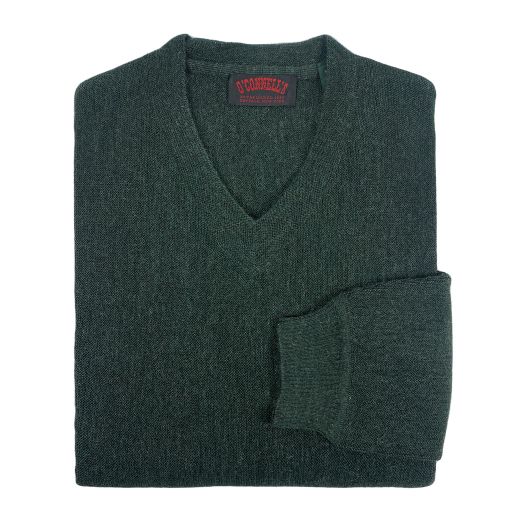 O'Connell's Alpaca V-Neck Pullover - Hunter Green Heather