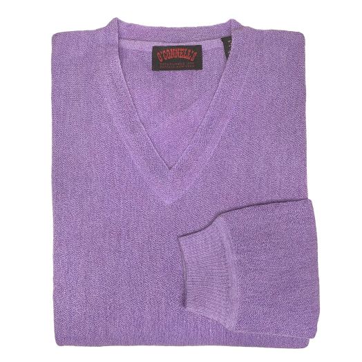 O'Connell's Alpaca V-Neck Pullover - Lilac Heather