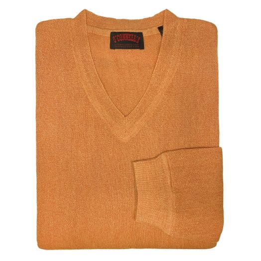 O'Connell's Alpaca V-Neck Pullover - Orange Heather