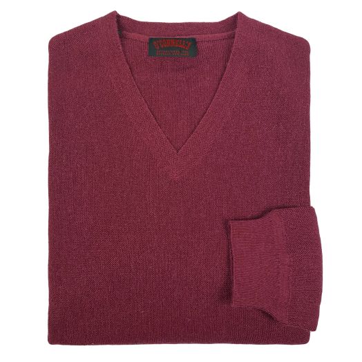 O'Connell's Alpaca V-Neck Pullover - Raspberry