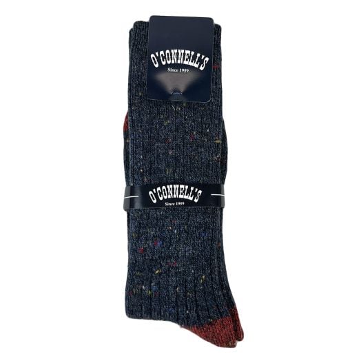 O'Connell's Alpaca mid-calf Donegal Boot Sock - Navy with Red