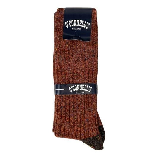 O'Connell's Alpaca mid-calf Donegal Boot Sock - Rust with Brown