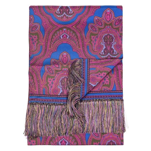 O'Connell's Ancient Madder Silk Scarf - Harlow Paisley - Blue & Fuchsia (108400)
