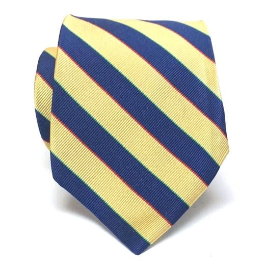 O'Connell's Argyll & Sutherland Stripe Necktie - Yellow & Navy with Red & Green (88328)