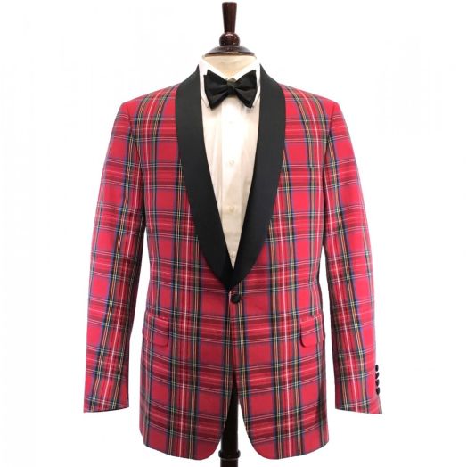 O'Connell's Authentic Cotton Madras Dinner Jacket - Red Stewart Tartan