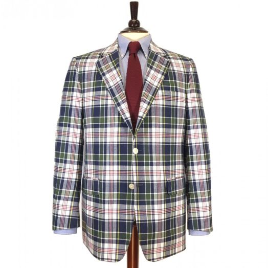 O'Connell's Authentic Cotton Madras Sport Coat - Navy & Olive