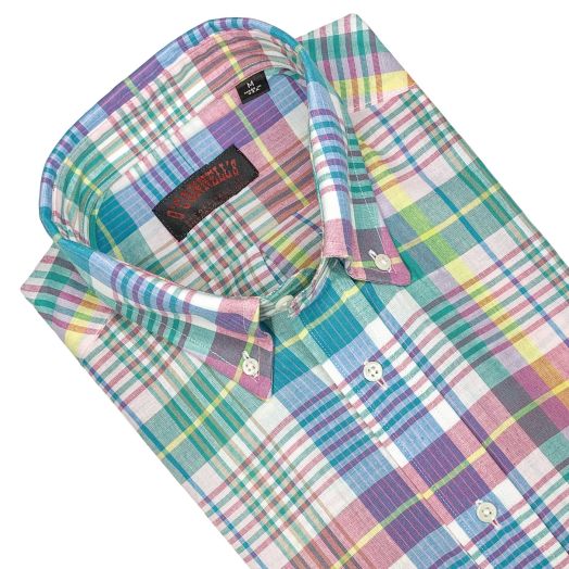 O'Connell's Authentic India Madras - Long Sleeve Shirt - Navy, Green, White, Yellow & Red (127)