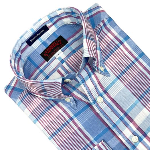 O'Connell's Authentic India Madras - Long Sleeve Shirt - Purple, Blue & Aqua (663)