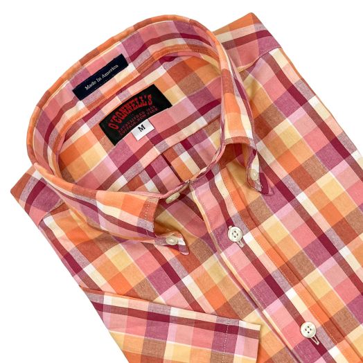 O'Connell's Authentic India Madras - Short Sleeve Shirt - Orange, Red, Yellow (33961)