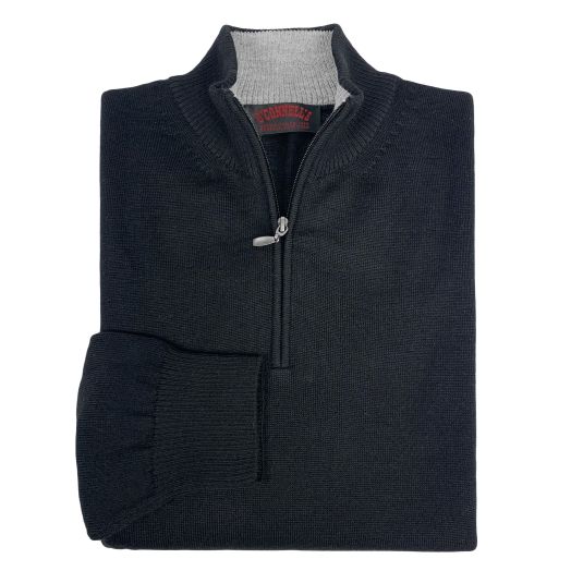 O'Connell's Premium Baby Alpaca Quarter-Zip Sweater - Black