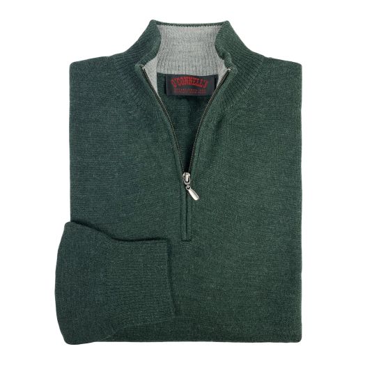 O'Connell's Premium Baby Alpaca Quarter-Zip Sweater - Hunter Heather