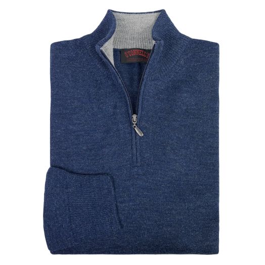 O'Connell's Premium Baby Alpaca Quarter-Zip Sweater - Midnight