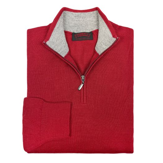 O'Connell's Premium Baby Alpaca Quarter-Zip Sweater - Red
