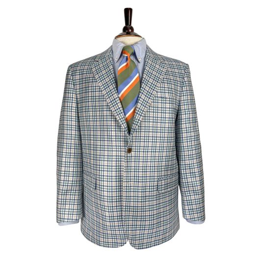 O'Connell's Bamboo Sport Coat - Summer Check - Jade, Coral & Blue