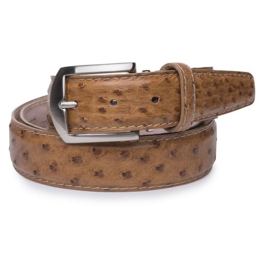 O'Connell's Bespoke Belt - Genuine Ostrich - Saddle