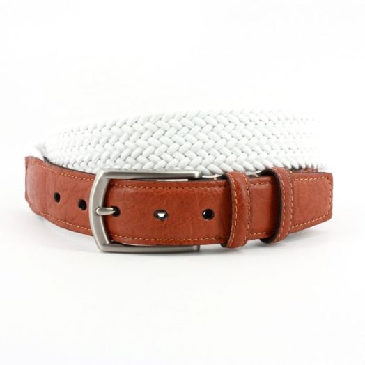 O'Connell's Braided Cotton Stretch Belt - White