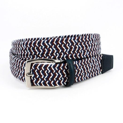 O'Connell's Braided Elastic Stretch Belt - Red, White & Blue