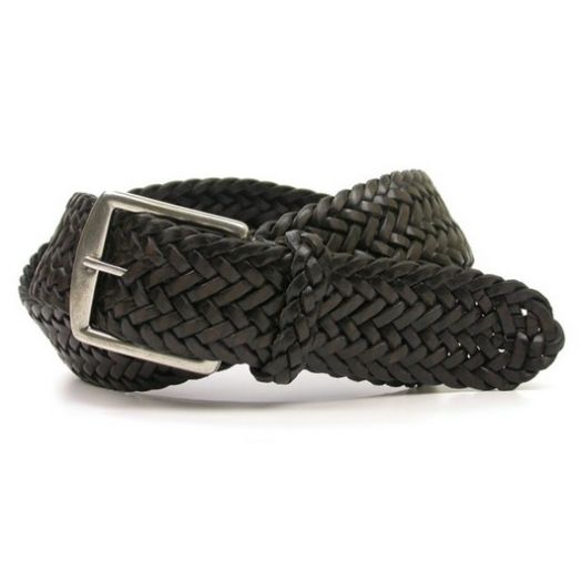 O'Connell's Braided Saddle Leather Belt - Black