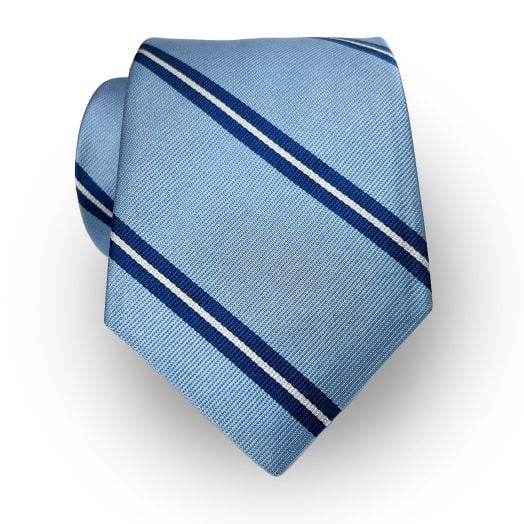 O'Connell's British Bar Stripe Necktie - Light Blue (103377)