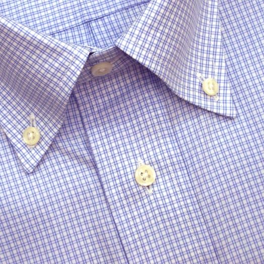 O'Connell's Button Down Dress Shirt - Double Graph Check - Light Blue