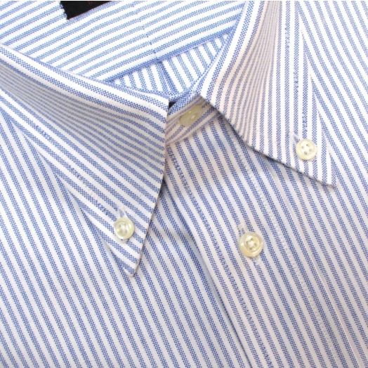 O'Connell's Button Down Dress Shirt - Heavyweight Oxford Cloth University Stripe - Blue