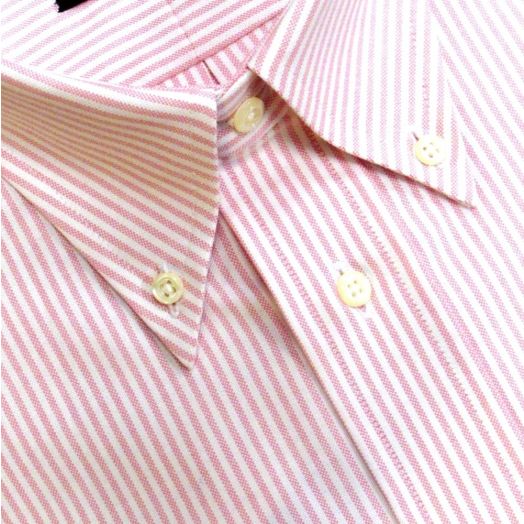 O'Connell's Button Down Dress Shirt - Heavyweight Oxford Cloth University Stripe - Pink