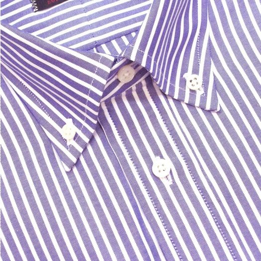 O'Connell's Button Down Dress Shirt - Lightweight Oxford Cloth - Blue with White Stripe