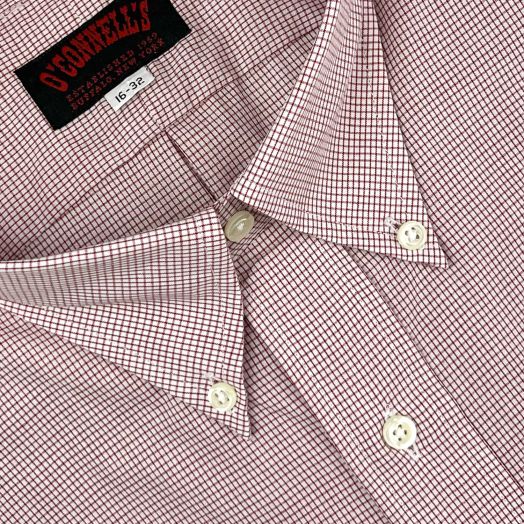 O'Connell's Button Down Dress Shirt - Minicheck - Burgundy