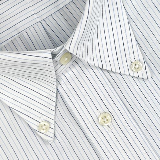 O'Connell's Button Down Dress Shirt - Navy & Sky Alternating Stripe
