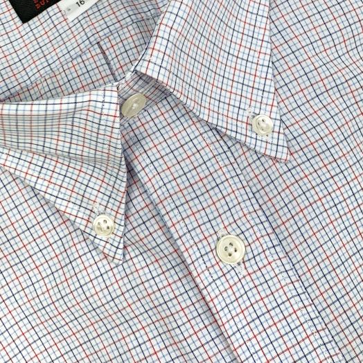 O'Connell's Button Down Dress Shirt - Tattersall - Red, Navy & Light Blue
