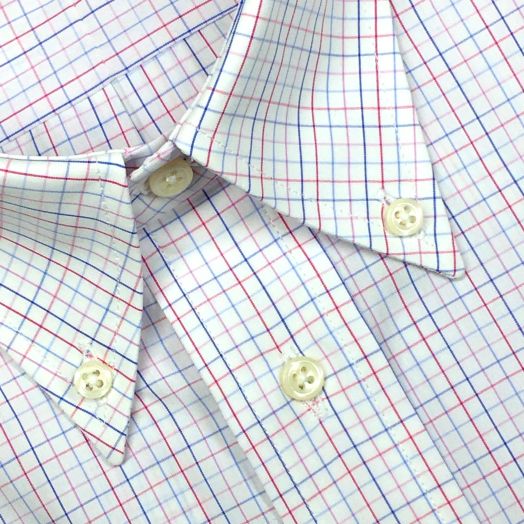 O'Connell's Button Down Dress Shirt - Thomas Mason Super 100s - Pink, Fuchsia, Blue Tattersall