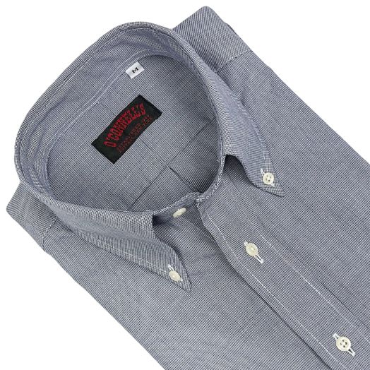 O'Connell's Button Down Long Sleeve Sport Shirt - Mini Houndstooth - Navy