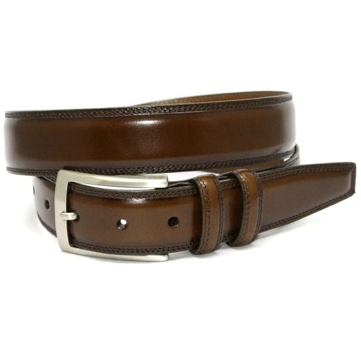 O'Connell's Calfskin Belt - Antiqued Brown