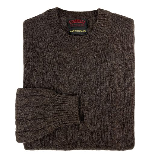 O'Connell's Cashmere Cabled Crewneck - Hickory