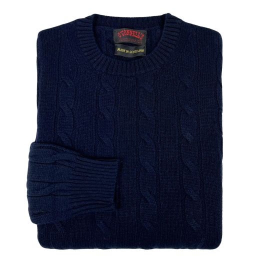 O'Connell's Cashmere Cabled Crewneck - Navy