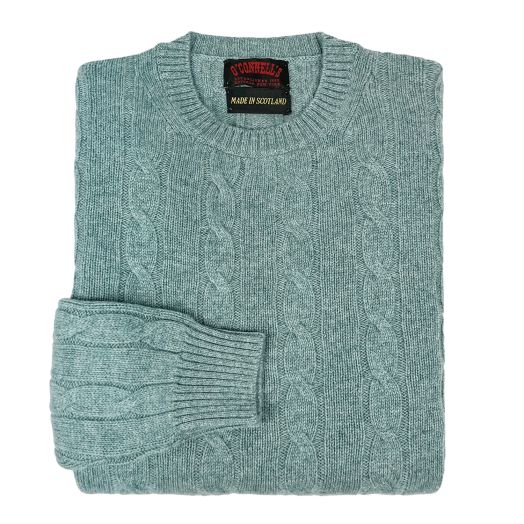 O'Connell's Cashmere Cabled Crewneck - Oribe Green