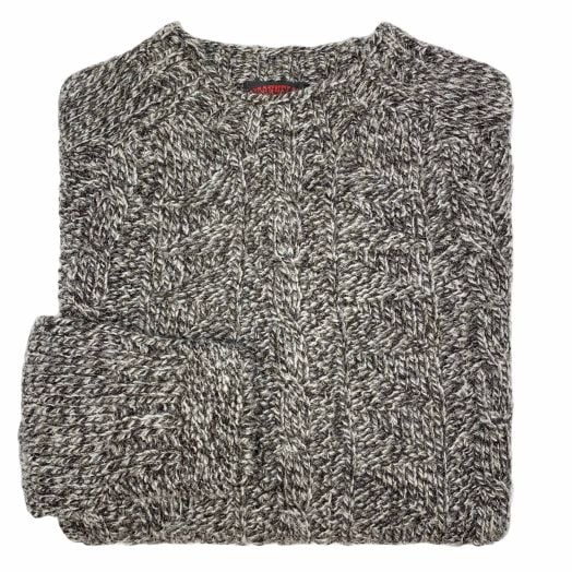 O'Connell's Chunky Cabled Scottish Shetland Wool Sweater - Dark Natural