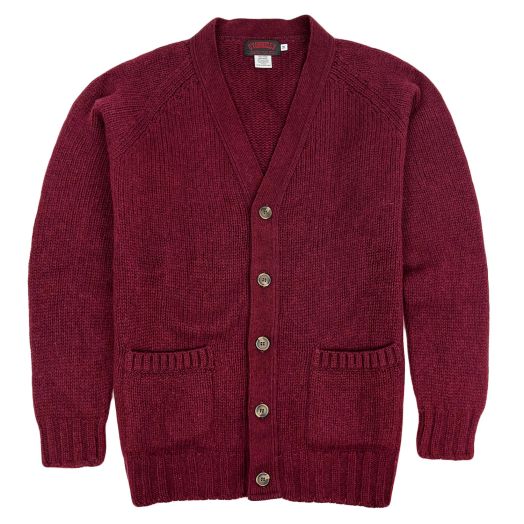 O'Connell's Chunky Scottish Shetland Wool Cardigan - Claret