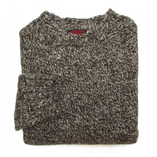 O'Connell's Chunky Scottish Shetland Wool Sweater - Dark Natural