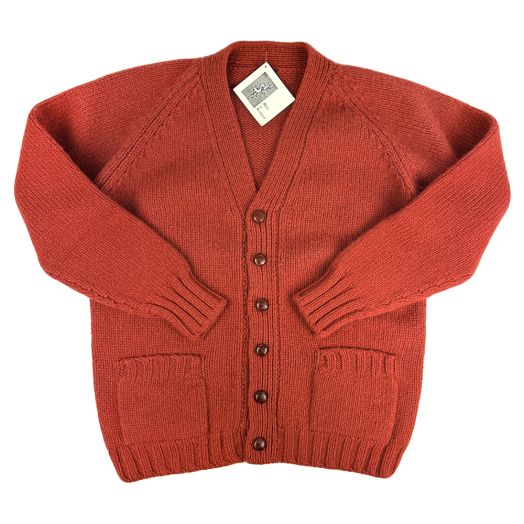 O'Connell's Chunky Shetland Wool Cardigan - Vermillion
